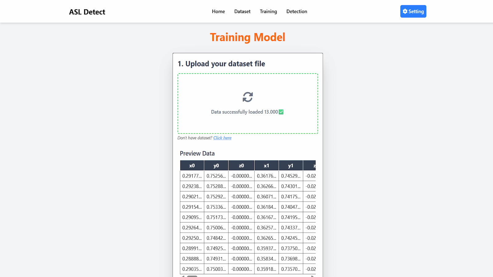 Process Upload Dataset for Training Model