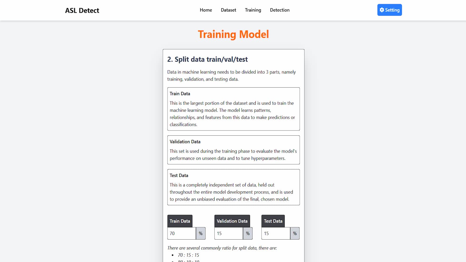 Process Split Data for Training Model