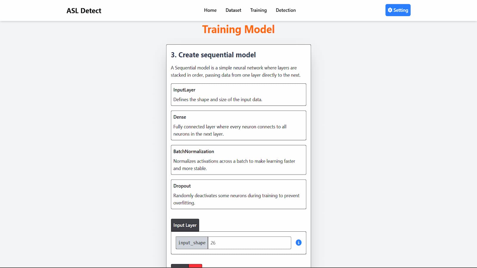 Process Create Sequential Model for Training Model