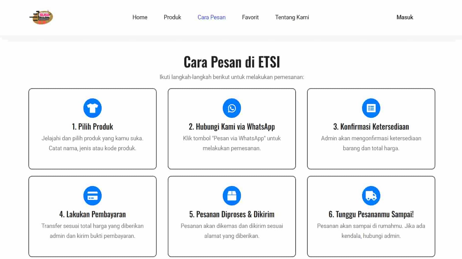Tutorial Order Page