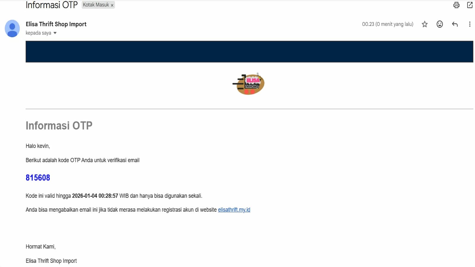 Email Verification for Register Account
