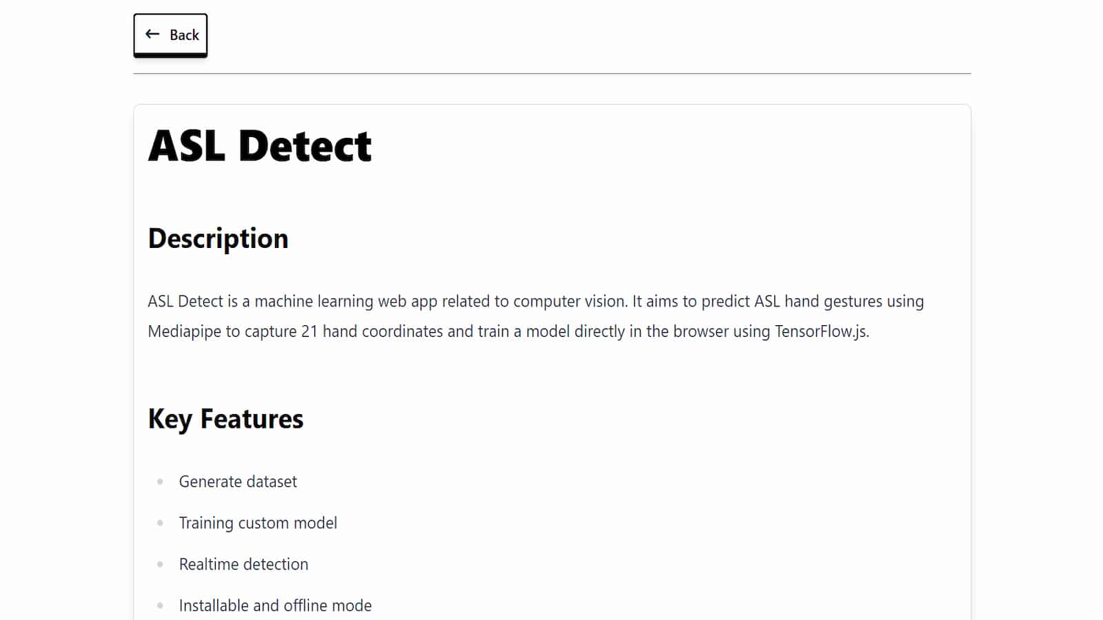 Detail project page