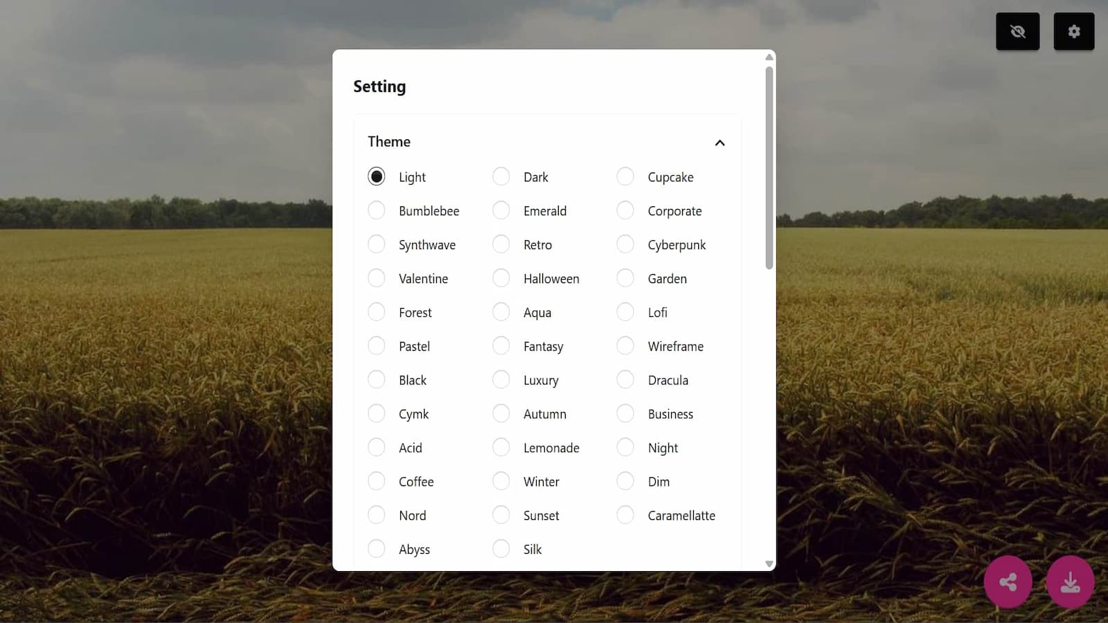 Setting Theme Setting Theme